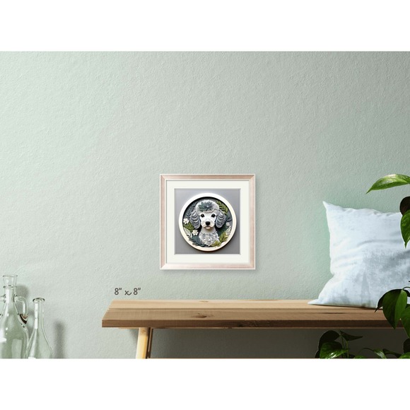 Miniature Poodle Papercut Art: 12x12 Gray Mini Poodle Pet Portrait Digital Print - Picture 7 of 7